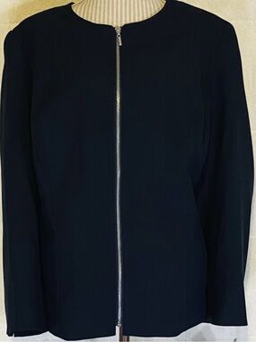 NWT EMILY Women’s Black Zip-Front Jacket Lined Navy 18W